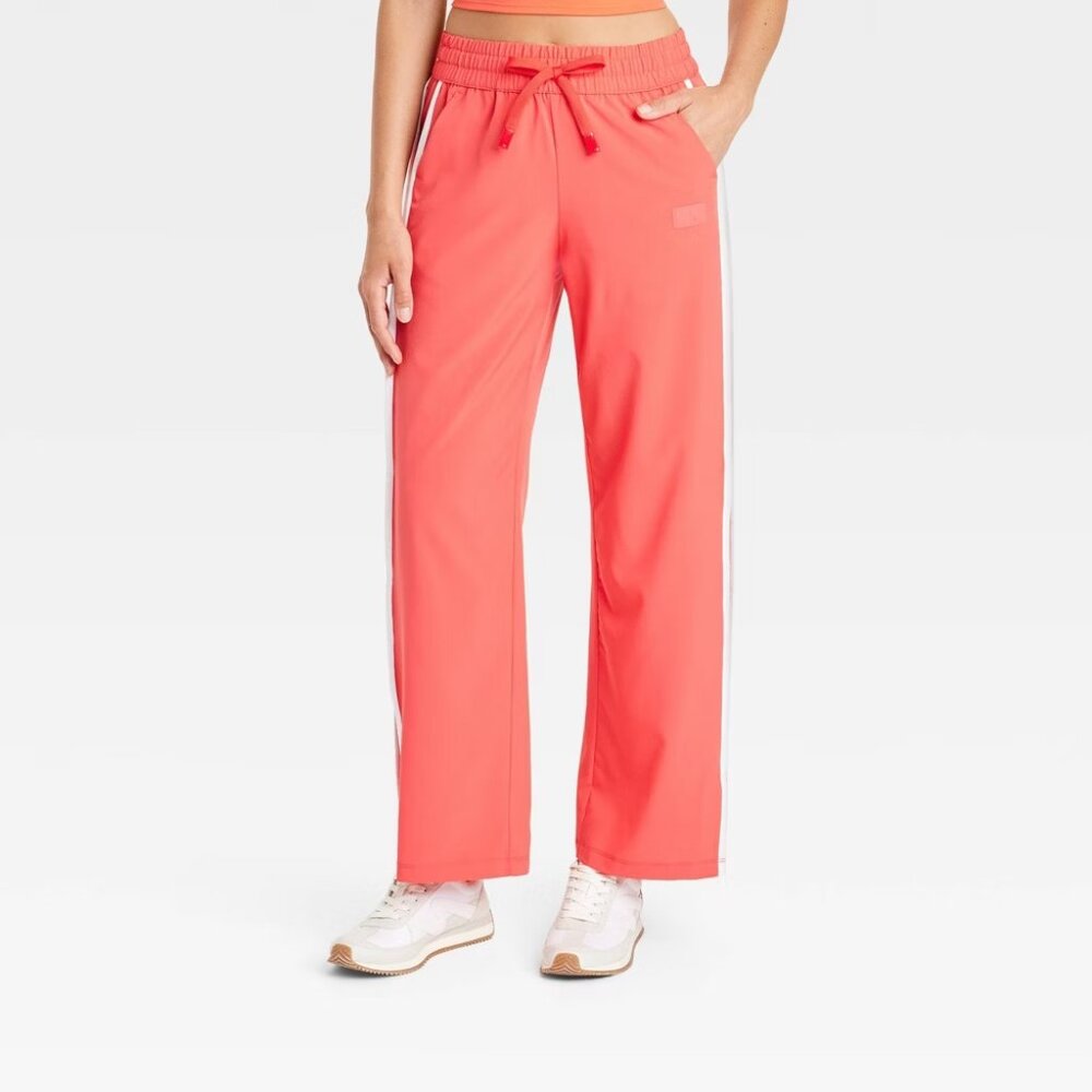 NEW JoyLab™ Women's Mid-Rise Piped Track Pants Coral Rose
